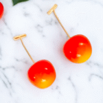 Cute red cherry drop earrings