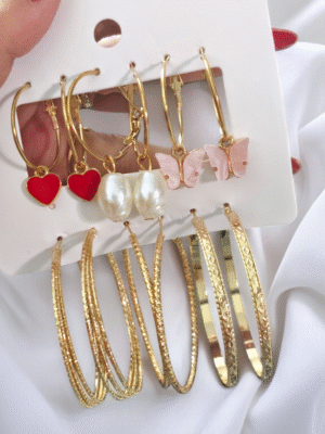 Korean hoop earring combo set of 6