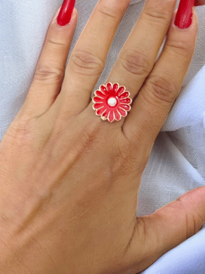 Daisy flower adjustable ring