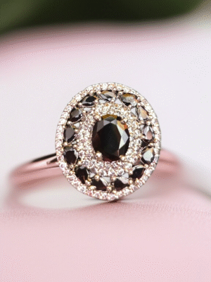 Black white fancy statement ring