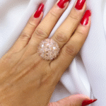 Korean floral crystal ring